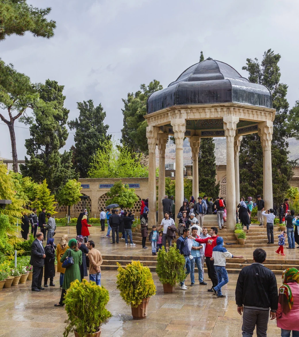 Visitors at Hafezieh, the tomb and gardens of the poet Hafez, Shiraz, Iran