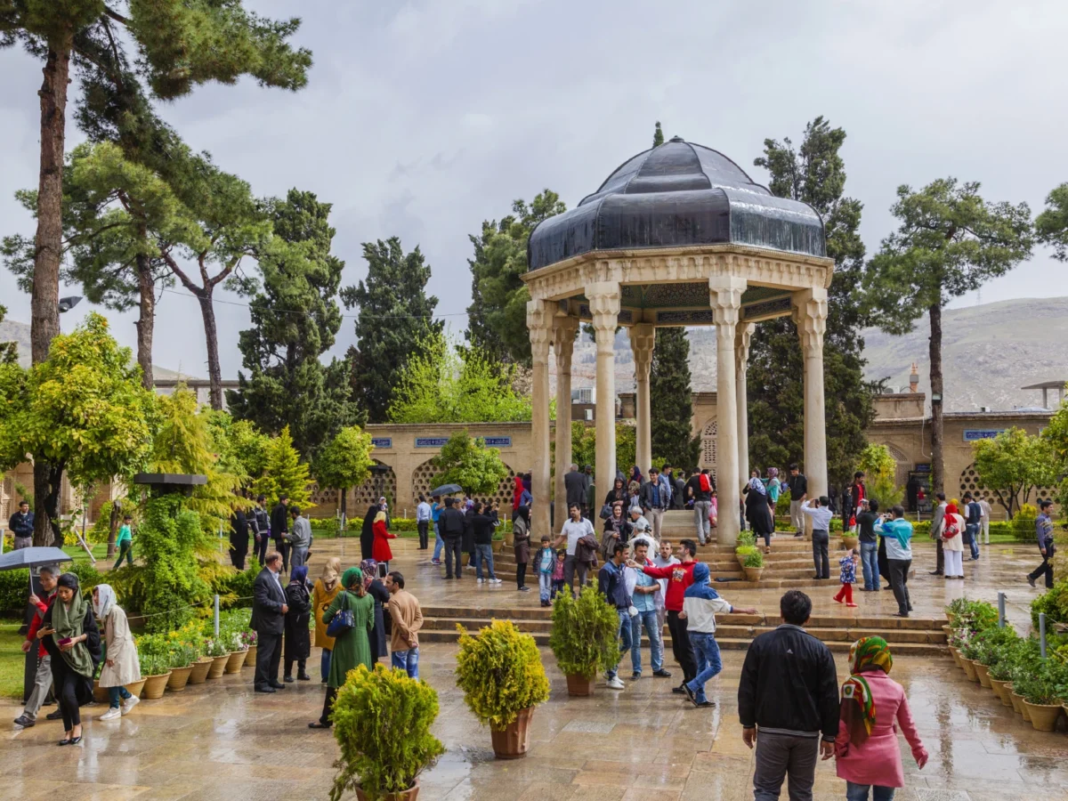 Visitors at Hafezieh, the tomb and gardens of the poet Hafez, Shiraz, Iran